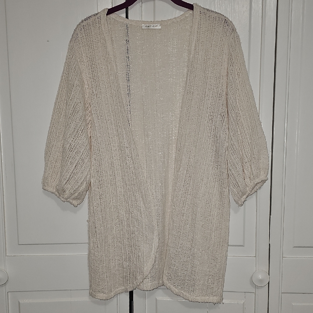 Triple 7 Cream Open-Front Cardigan